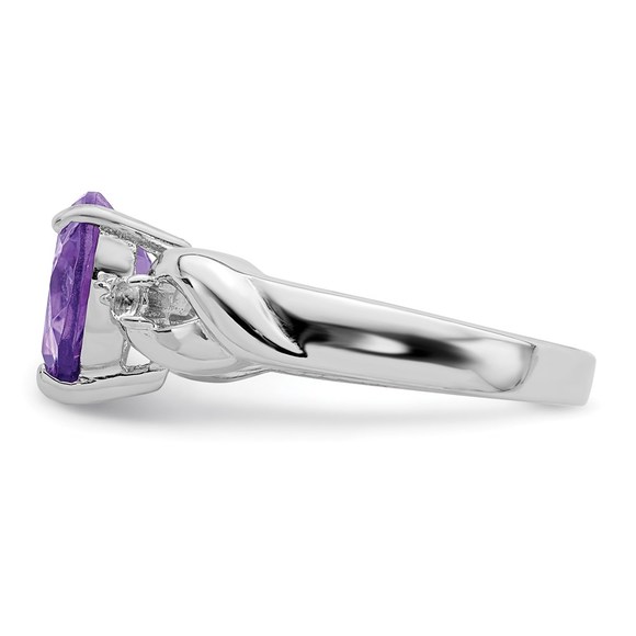 925 Sterling Silver Lavender CZ (Cubic Zirconia) Heart Ring - Picture 4 of 6